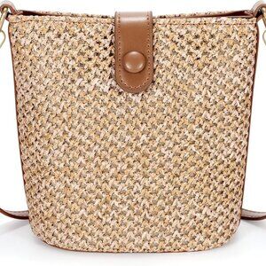 Straw Crossbody Bag for Women Straw Beach Tote Bag Handbag Shoulder Purse for Wo